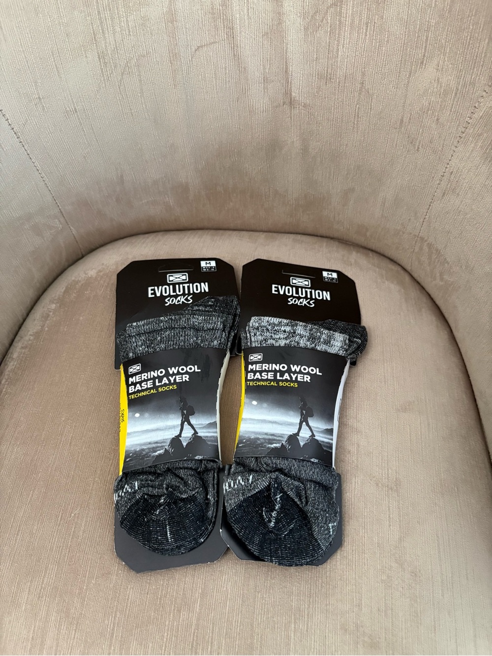 Evolution Socks Merino Wool Base Layer Technical Socks Medium Black Hiking